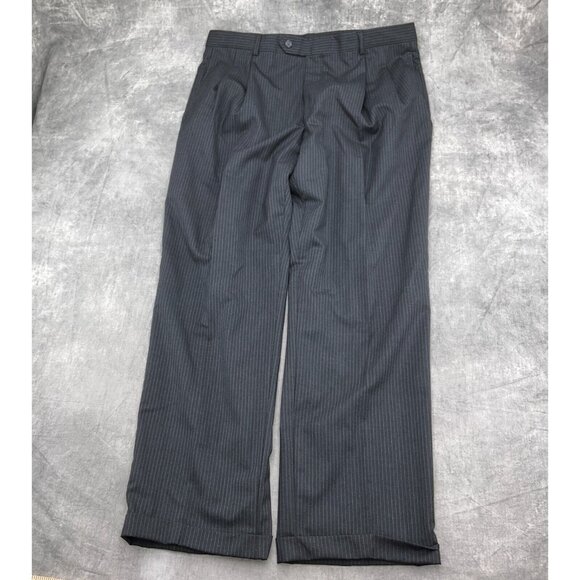 Jos A Bank Suit Men 43R 36W x 31L Gray White Pinstripe Wool Classic Career 2pc - Picture 14 of 16